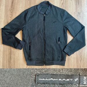 William Rast Men’s Zip Up Bomber jacket Sweater Charcoal black grey tweed M